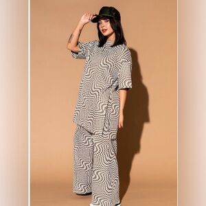 Dressed in Lala original: groovy checkered black leveled up double knit playsuit
